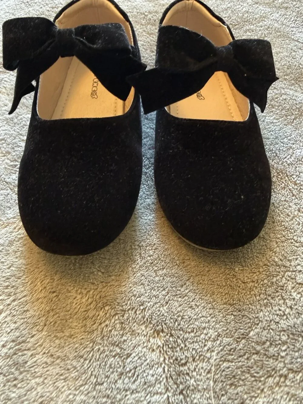 Kiderence Black Velvet Bow Mary Jane Girls US 12M Pre-Owned